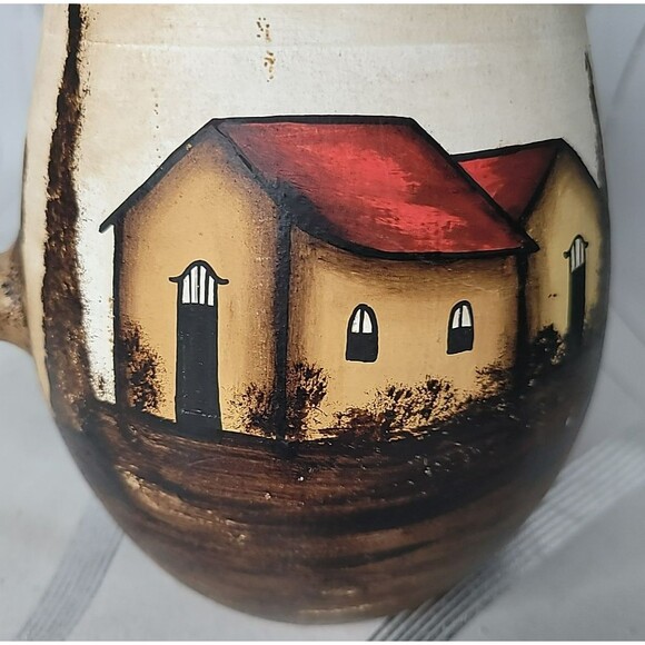 Hilda Artisan Ceramic Stoneware‎ Serveware Pitcher Religious Church Landscape - Picture 12 of 15